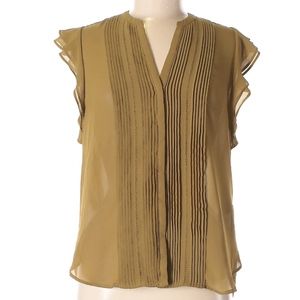 H&M | Women's Sheer Olive Butterfly Sleeve Blouse